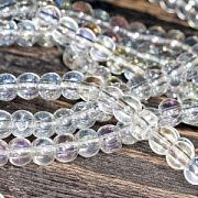 Бусина, стекло 6, цвет прозрачный радужный, 6 мм