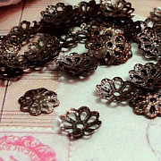 Шапочка для бусин "Ромашка большая", цвет красная медь, 10х2 мм (уп 20 шт)