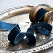 Лента, бархат, цвет прусский грязный синий, ширина 19 мм