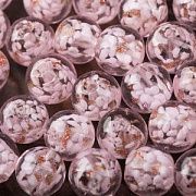 Бусина, Лэмпворк "Росинки", стекло, цвет розовый, 10-10.5 мм