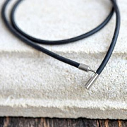 Основа для ожерелья, резина, застежка кассет, цвет черный, 430х3 мм