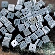 Бусина, Лэмпворк "Кубик", стекло, цвет серый, 5.5x6x5.5 мм