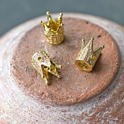 Бусина, металл "Корона", цирконий, цвет золото/прозрачный, 12х10 мм