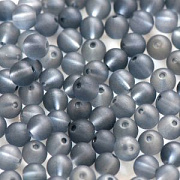 Бусина, стекло 8, матовая, цвет черный, 8 мм