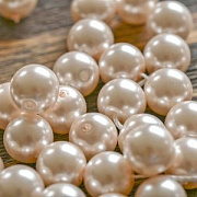 Бусина, имитация жемчуга, стекло 10, цвет розовый бледный, 10 мм