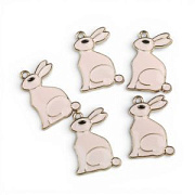 Подвеска металл "Кролик пасхальный", эмаль, цвет светло-розовый, 25x17.5x2.5 мм