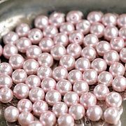 Бусина, имитация жемчуга, стекло 8, цвет жемчужно-розовый, 8 мм
