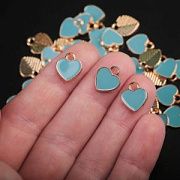 Подвеска металл "Сердечко", эмаль, цвет голубой, 12x10x2 мм