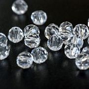 Бусина, стекло 4, граненая, цвет прозрачный, 4 мм  (уп.30+/-5 шт)