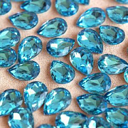 Кабошон стекло Кристалл, каплевидный, цвет Aquamarine, 14х10 мм