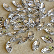 Кабошон стекло Кристалл, Navette, цвет Crystal, 12х6 мм