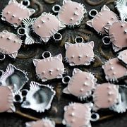 Подвеска металлическая "Hello Kitty", эмаль, цвет розовый, 15x13x3 мм