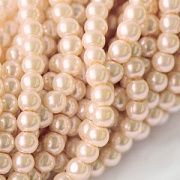 Бусина, имитация жемчуга, стекло 6, цвет жемчужно-персиковый, 6 мм