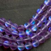 Бусина, стекло "Лунный камень", цвет фиолетовый, 10 мм