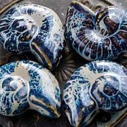 Бусина, керамика "Наутилус", цвет голубой/коричневый, 39x30x16.5 мм