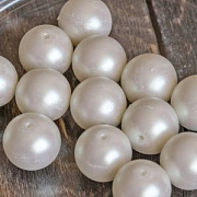 Бусина, имитация жемчуга, стекло 10, матовая, цвет белый, 10 мм