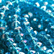 Бусина, стекло абакус 10, граненая, цвет голубой радужный, 10х7 мм