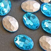 Кабошон стекло Кристалл, овальный, цвет Aquamarine, 18х13 мм
