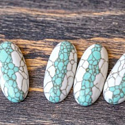 Кабошон бирюза синтетическая, овальный, цвет комбинированный, 30.5x13.5x6 мм