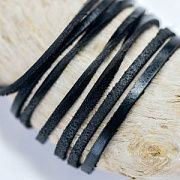 Шнур кожаный, плоский, цвет черный, 3х2 мм