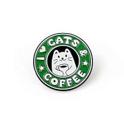Значок металл "Catbucks", эмаль, цвет зеленый, 28.5x1.5 мм