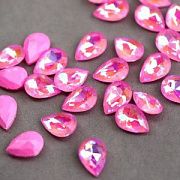 Кабошон стекло Кристалл, каплевидный, цвет Pink Shimmer, 14х10 мм