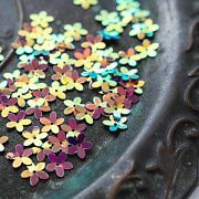Пайетки-цветочки, цвет фиолетовый/радужный, 10 мм