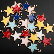 Подвеска металл "Звездочки", эмаль, золото/разноцветный микс, 18x15.5x1.5 мм