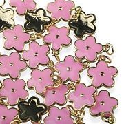 Подвеска металл "Незабудка", позолота/розовый, 14.5x12x1.3 мм