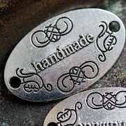 Коннектор "Handmade", цвет античное серебро, 32х19x1мм