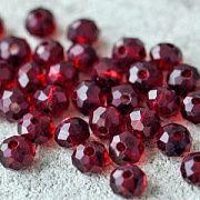 Бусина, стекло абакус 6, граненая, цвет темно-красный, 6х4 мм