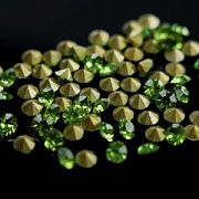 Стразы горный хрусталь, цвет светло-зеленый, 3.6 мм (уп 10 шт)