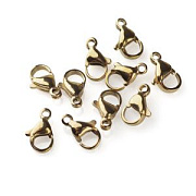 Замочек-лобстер, 304 Stainless Steel, позолота, 11x6.5-7x3.5 мм