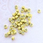 Бусина "Смайл" плоская, полимерная глина, цвет желтый, 5x3 мм