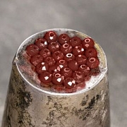 Бусина, имитация нефрита, стекло абакус, цвет т. красный, 3.5х2.5 мм (уп 50+/-5 шт)