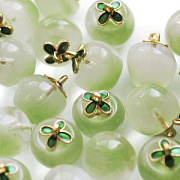 Подвеска Лэмпворк "Яблоко", цвет яблочный зеленый, 15.5x14x14 мм