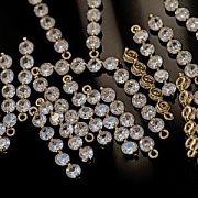 Подвеска металл "Лайн", позолота/стразы, 25.5x4x3.5 мм