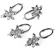 Замок для украшений "Лилия", покрытие платина/циркон, 35.5x18.5 мм