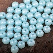 Бусина, стекло 6, цвет светло-бирюзовый, 6 мм