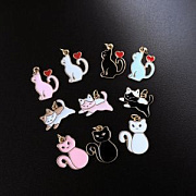 Набор подвесок металлических с эмалью "Котики", цветовой микс, набор 10 шт