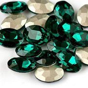 Кабошон стекло Кристалл, овальный, цвет Emerald, 18х13 мм