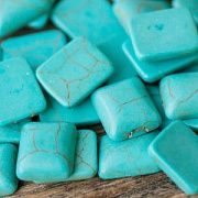 Кабошон бирюза синтетическая, прямоугольный, цвет античный голубой, 12x10x4 мм