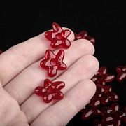 Бусина, Лэмпворк "Цветок-софт", стекло, цвет красный, 18-18.5x17-17.5x4-5 мм