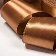 Лента, атлас, цвет коричневый светлый, ширина 50 мм