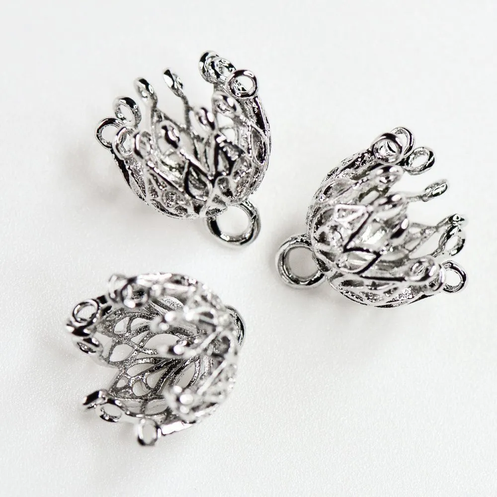 колпачок для бусин "шандельер", покрытие платиной, 12x11 мм