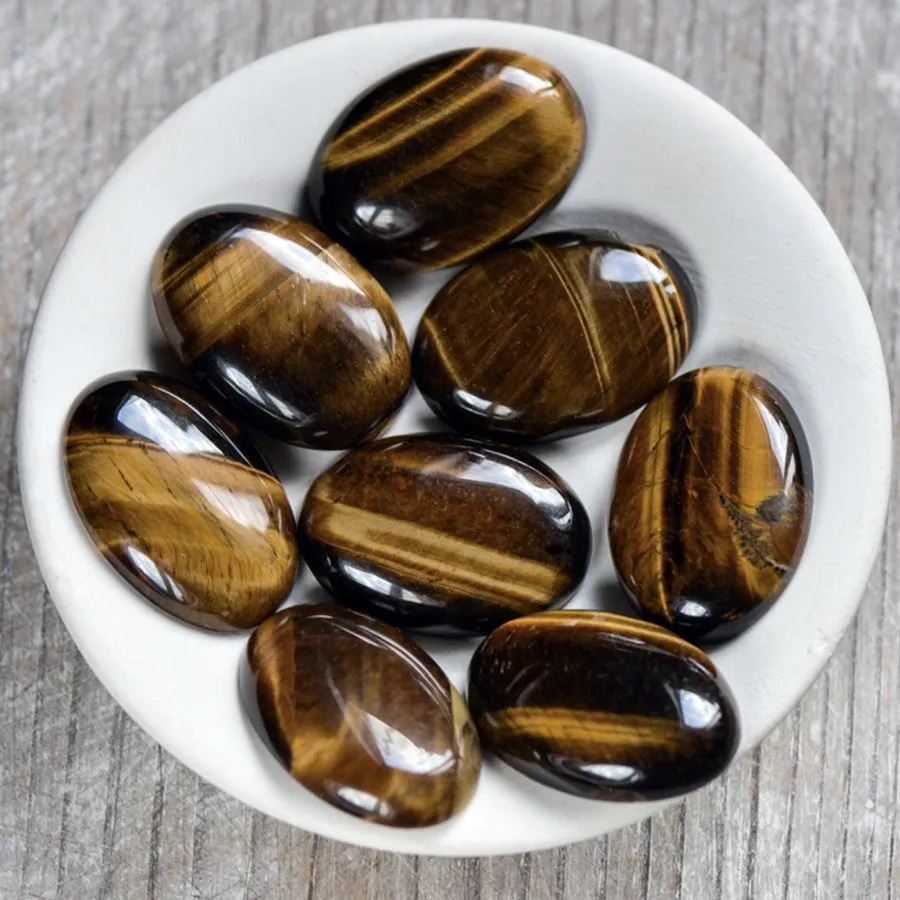 кабошон тигровый глаз овальный, цвет коричневый, 35x25x8 мм