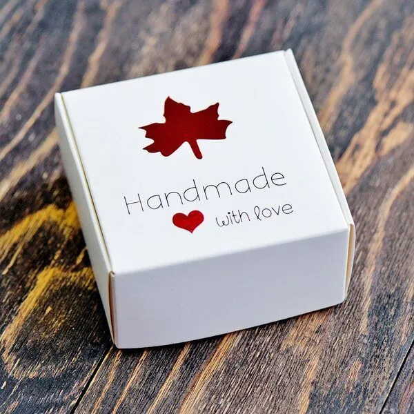 коробка сборная "handmade", картон, цвет белый, 8x8x4 см