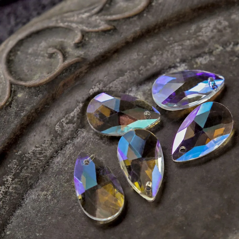 подвеска стеклянная "капля", граненая, цвет прозрачный ав, 22х13 мм