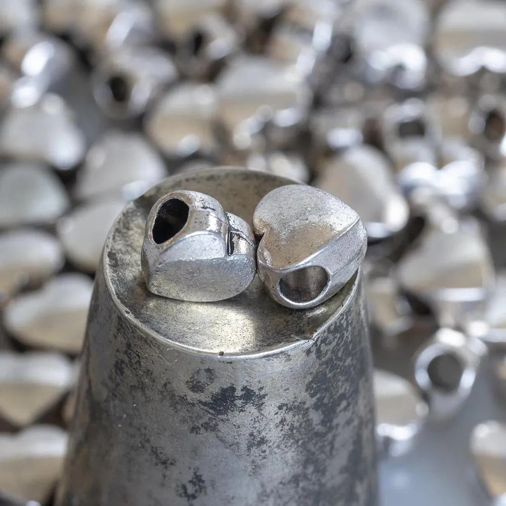 ес бусина металл "сердце", цвет античное серебро, 11х11х7 мм