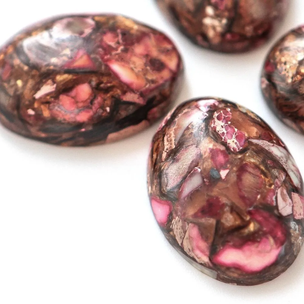 кабошон им. варисцита, овальный, цвет медный/малиновый, 25x18x7 мм